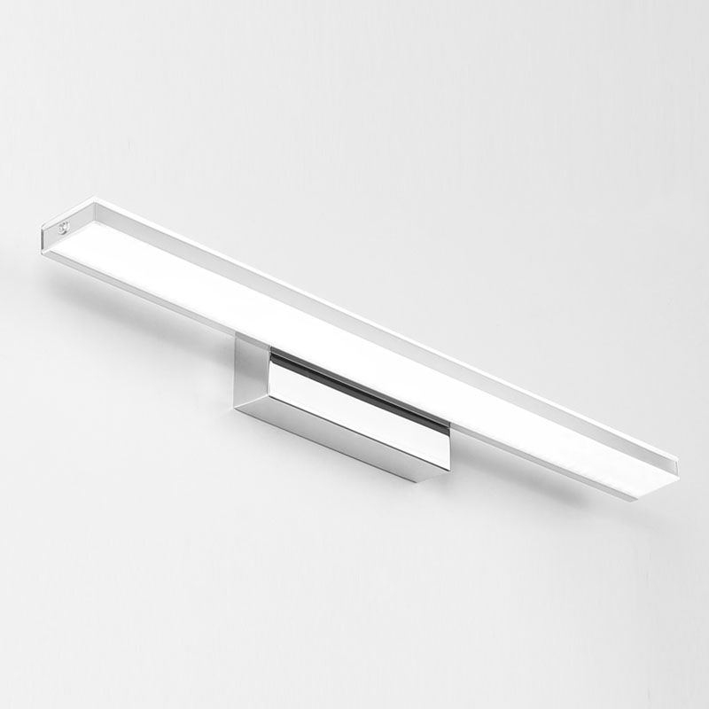 1-Head Linear Shade Wall Sconce Modern Simple Style Mirror Wall Lighting in White