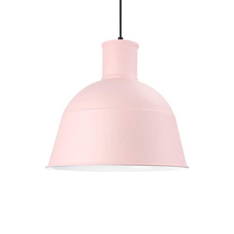 Dining Room Kindergarten Bowl Pendant Light Aluminum One-Light Macaron Loft Hanging Lamp