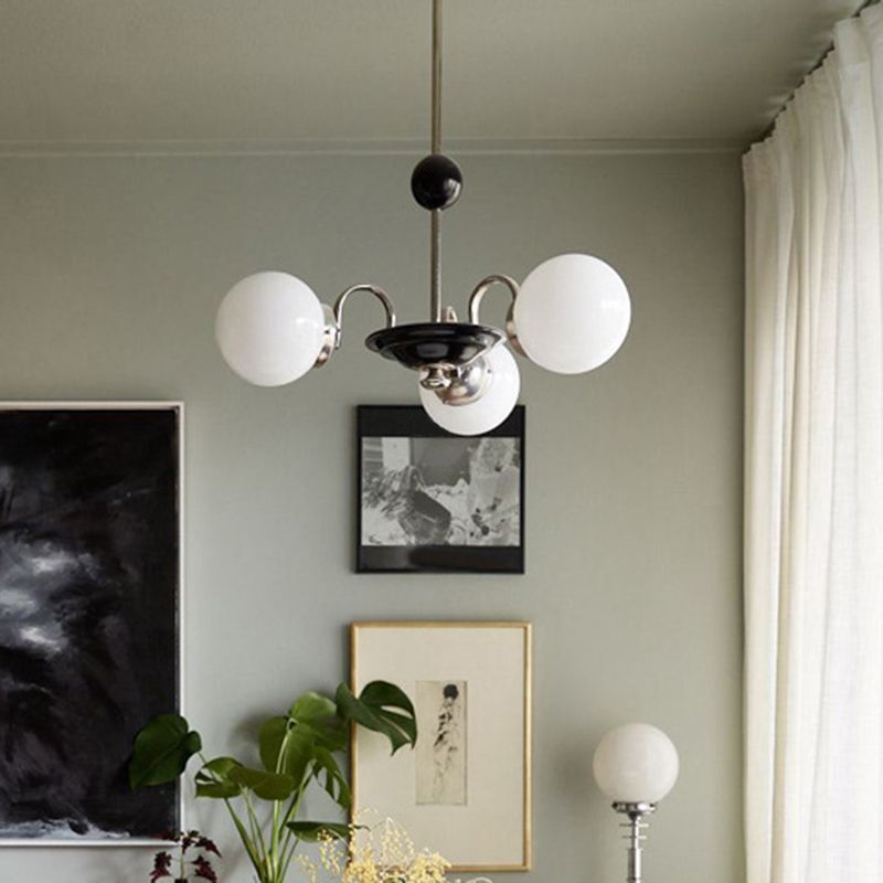 Globe Chandelier Lighting Fixtures Modern White Glass Suspension Light for Bedroom