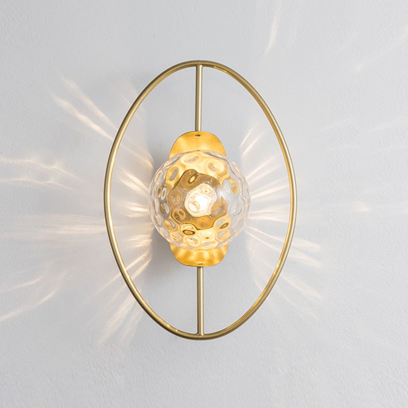 Modern Spherical Glass Wall Light Fixture 1-Bulb Bedroom Wall Sconce Light