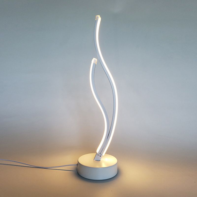 LED Living Room Desk Light Modernist Black/White Task Lighting with Curved Acrylic Shade