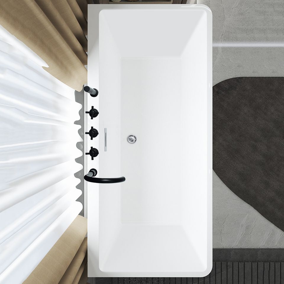 Rectangular Freestanding Back to Wall Bathtub Modern Acrylic-Fiberglass Bath Tub