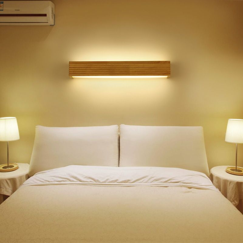 Laminiertes Holz Rechteck Wandleuchte minimalistisch Beige LED LED LED