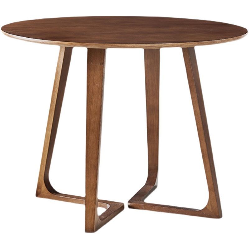 Simple Walnut Ash Dining Table Double Solid Wood Pedestal Home Table