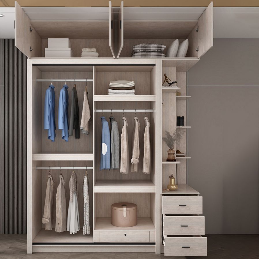 Modern Sliding Wardrobe Closet With Drawer Wooden Wardrobe Armoire