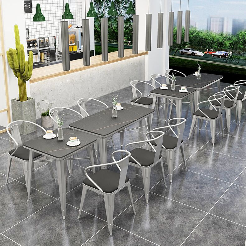 Metal Industrial Indoor Table Sintered Stone Top Table for Dining Room
