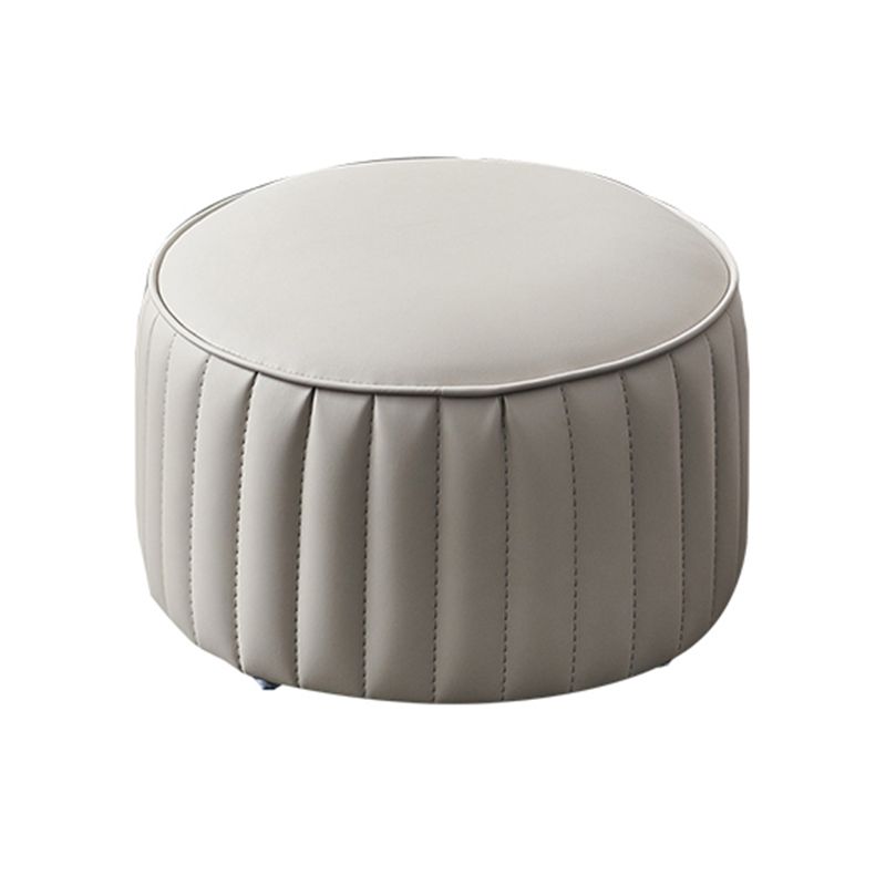 Modern Faux Leather Ottoman Solid Color Round Pouf Ottoman for Living Room