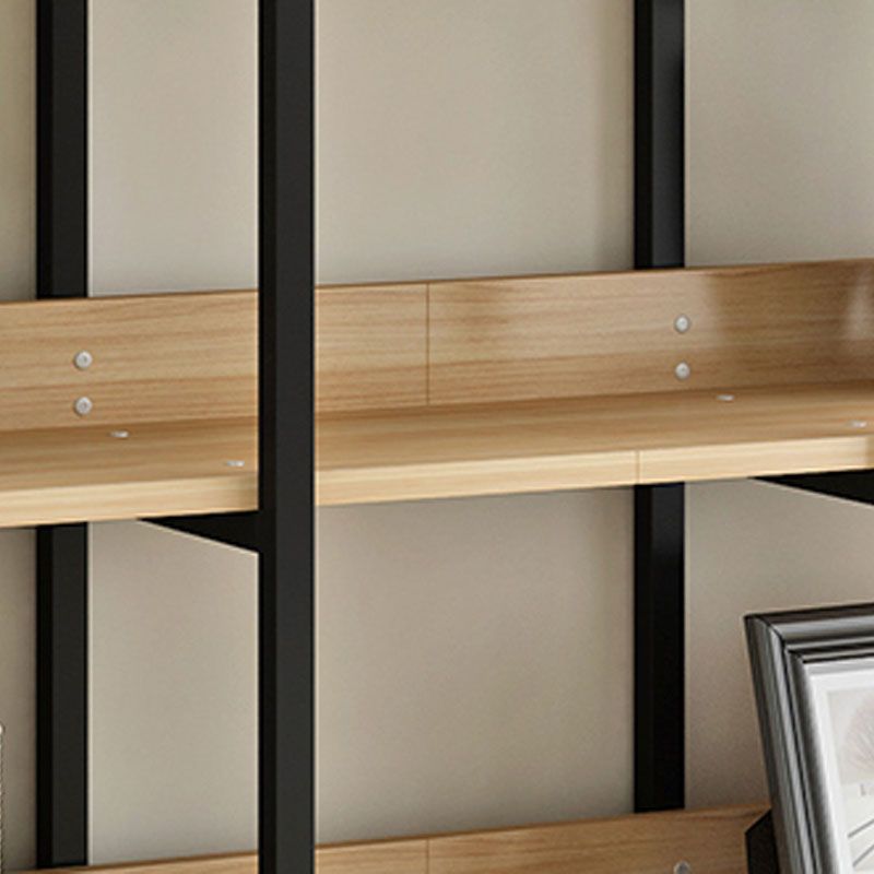 Contemporary Metal and Wooden Bookshelf Open Shelf Bookcase with Shelves