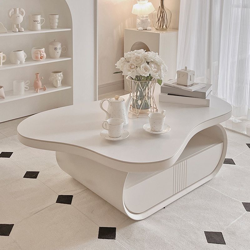 Stone Geometric Contemporary Coffee Table Single Cocktail Table with Storage Drawers