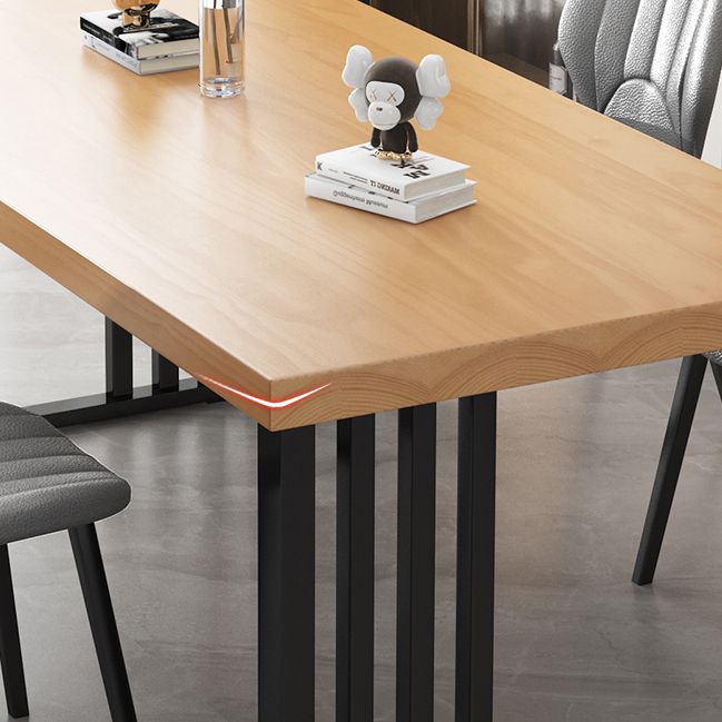 Industrial Rectangle Sled Base Furniture Solid Wood Dining Table for Home