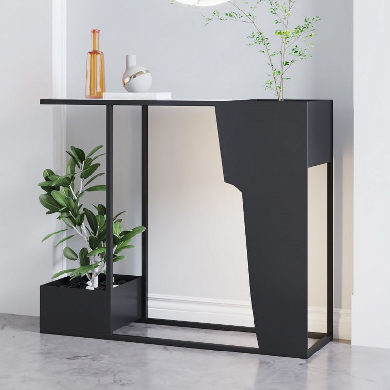 Contemporary Rectangle Console Table Black Console Sofa Table for Hall