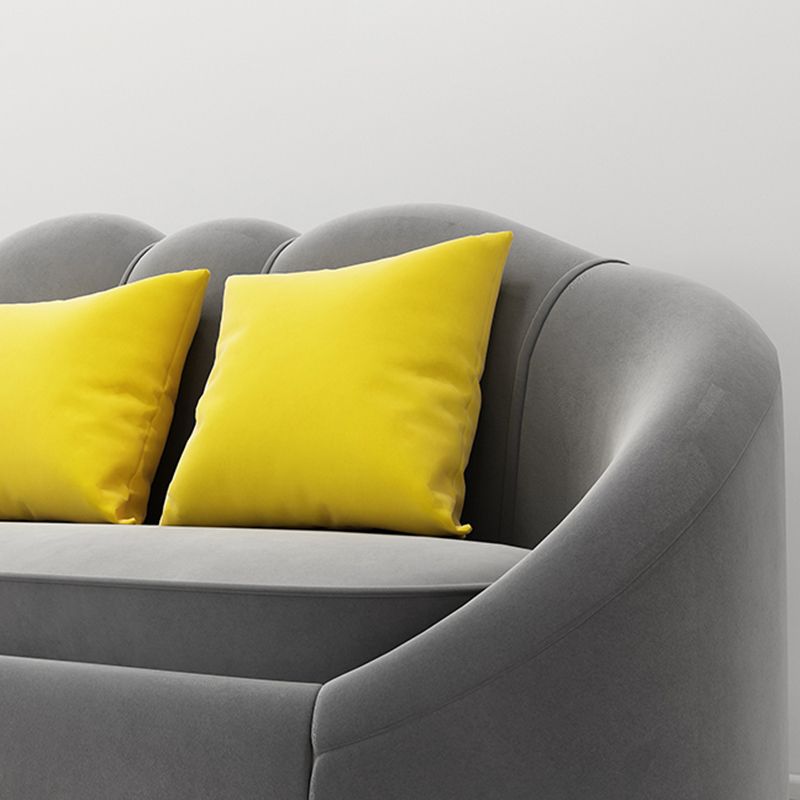 Velvet Sloped Arm Sofa Contemporary Standard Sofa with Sewn Pillow Back