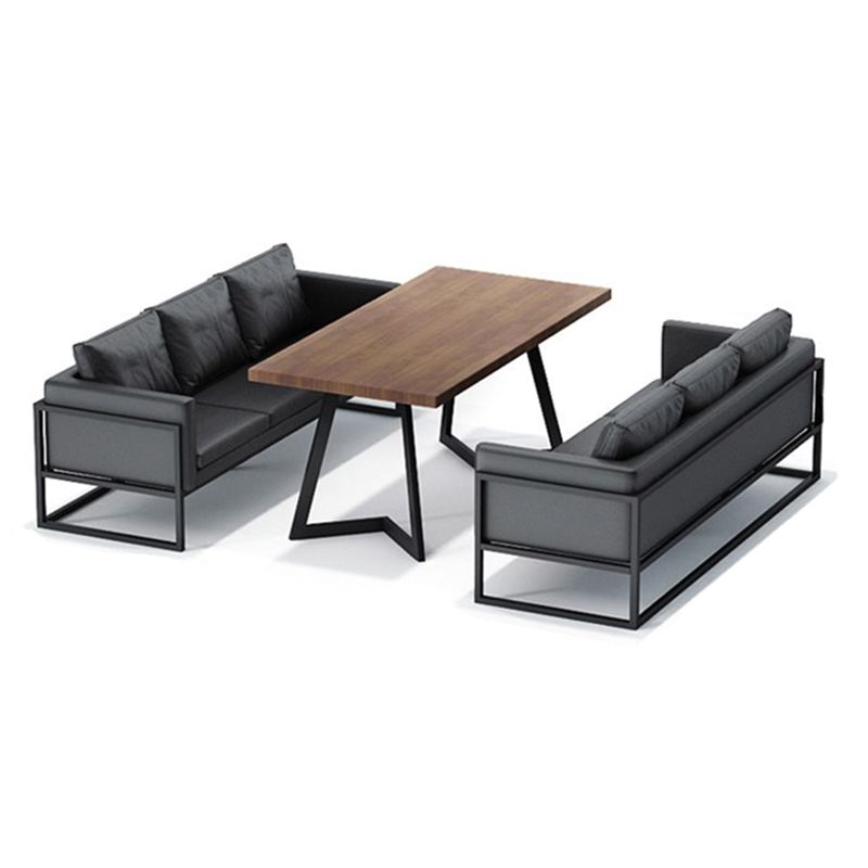Industrial Brauner Esstisch Massivholz Tisch mit Metallbasis für Esszimmer