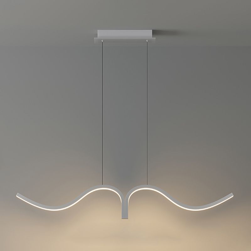 Contemporary Waves Island Light Metal 2 Light  Island Lighting Fixtures for Kitchen