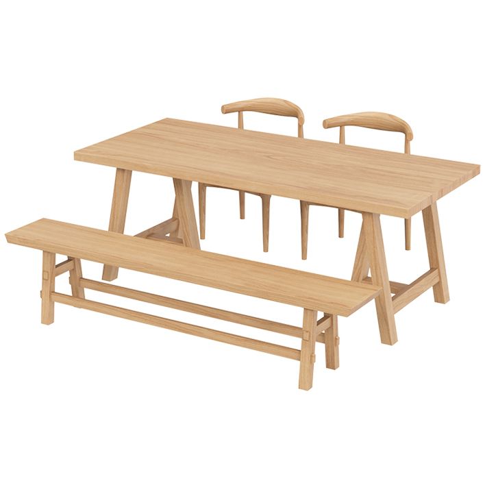 Modern Pine Solid Wood Table Rectangle Dining Table with Double Pedestal