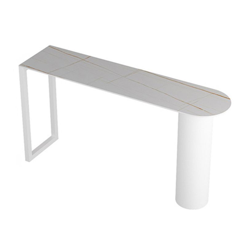 Contemporary Style Bar Table Stone Bistro Bar Desk with Double Pedestal