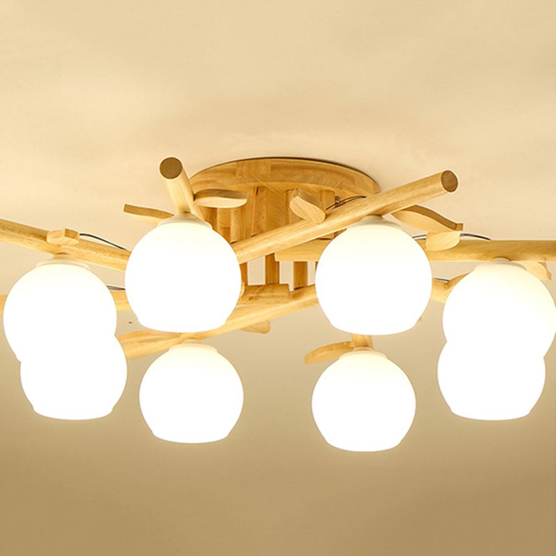 Contemporary Wood Ceiling Light Flush Mount Lighting for Bedroom