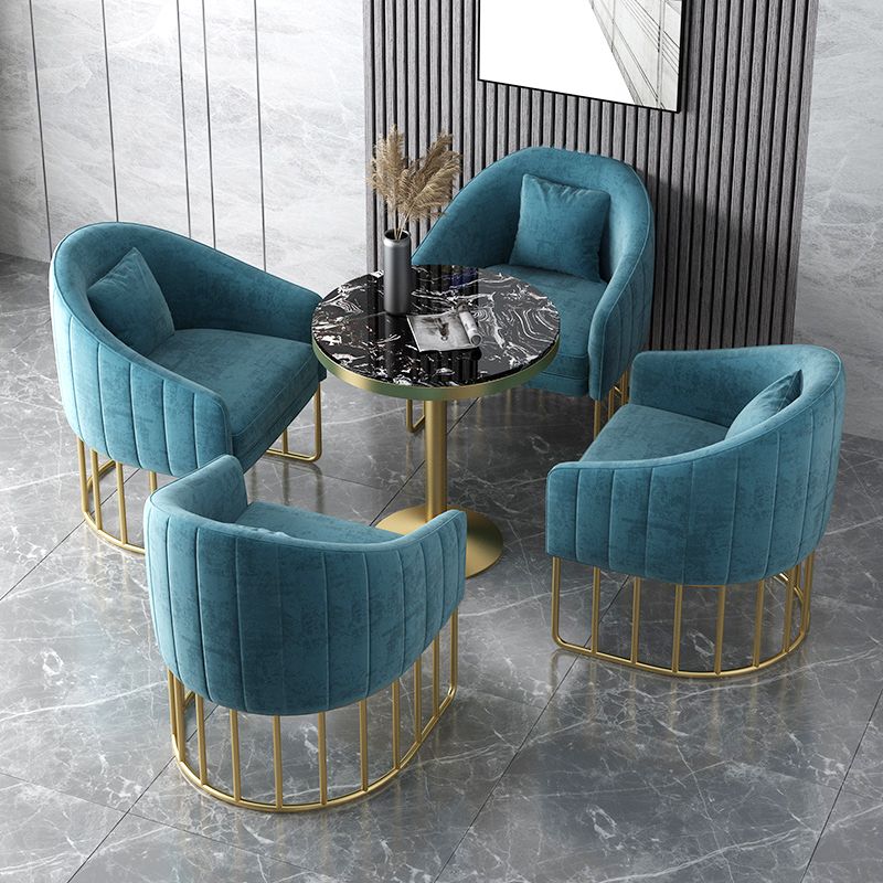 Velvet Barrel Accent Chair 27.55" Wide Arms  Included Chair with Golden Legs