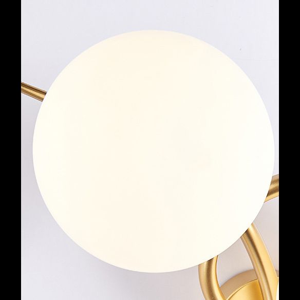 2 Heads Nordic Style Wall Mount Light Metal Arm Glass Shade Sconce Light Fixture for Bedroom