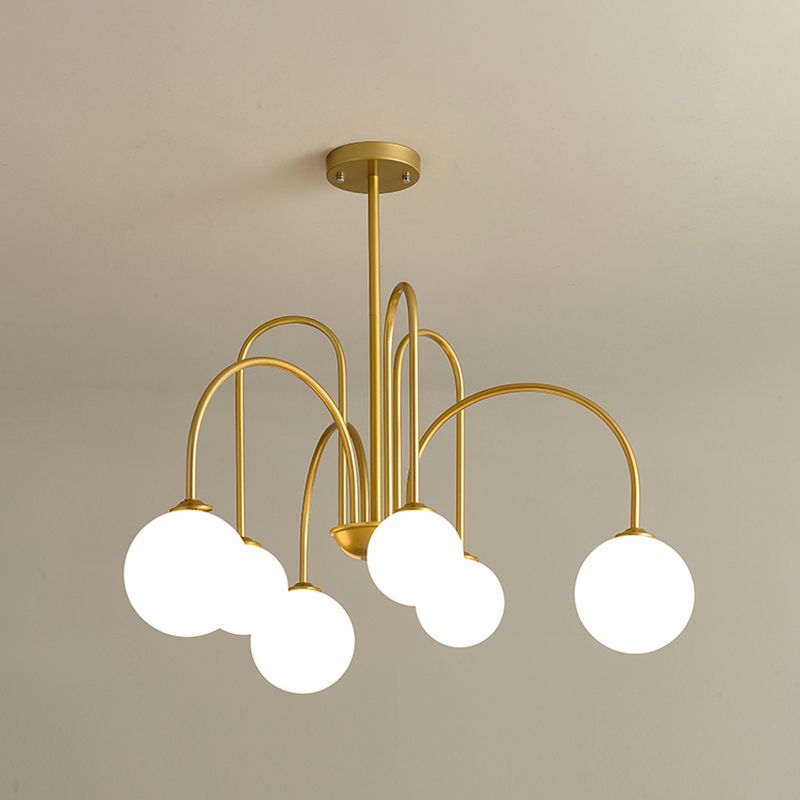 Modern Artistic Globe Hanging Lamp Lacquered Iron Indoor Chandelier with Glass Shade