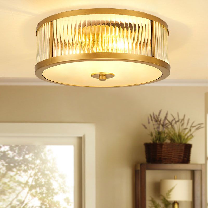 Traditionelle Trommel-Unterputz-Deckenleuchte, transparente Glas-Unterputz-Deckenleuchten für Schlafzimmer