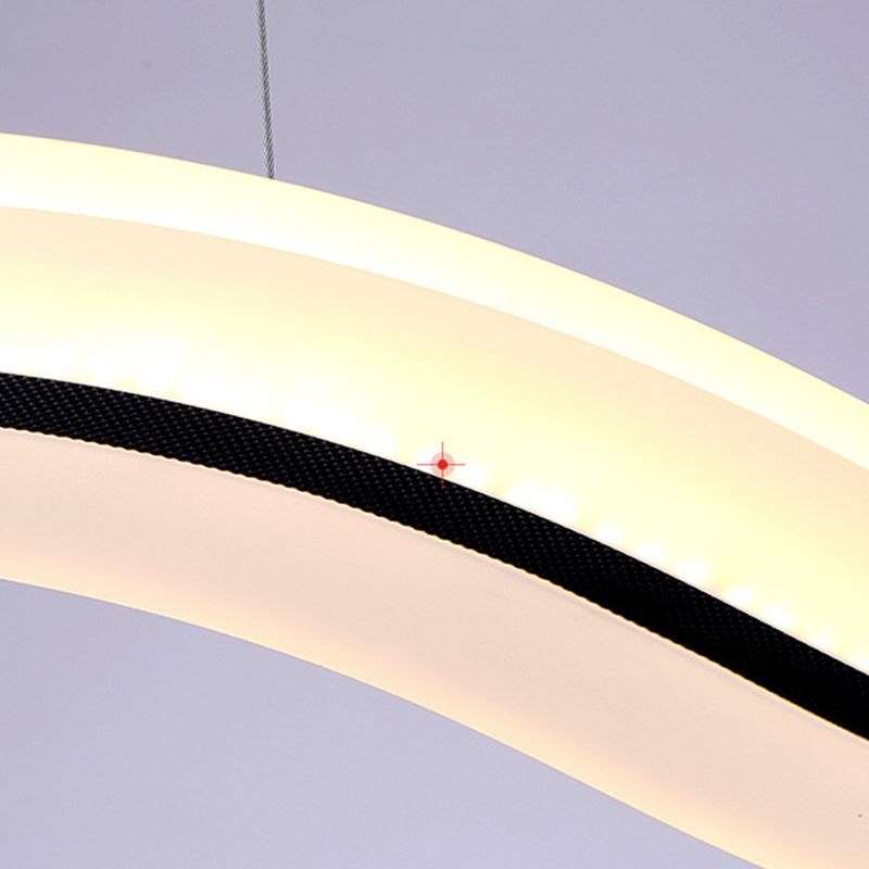 Weiße Wellenform-LED-Insellicht im modernen Stil Edelstahl Anhänger Licht mit Acrylschatten