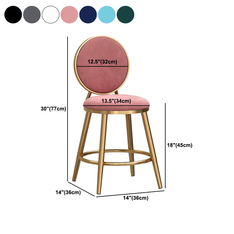 Glam Velvet Bar Stool Low Back Footrest Round Indoor Counter and Bar Stool