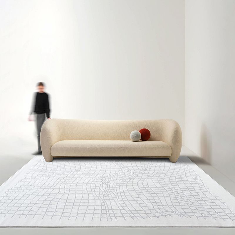 Fancy Grey Stripe Print Rug Polyester Modern Area Rug Easy Care Area Carpet for Living Room