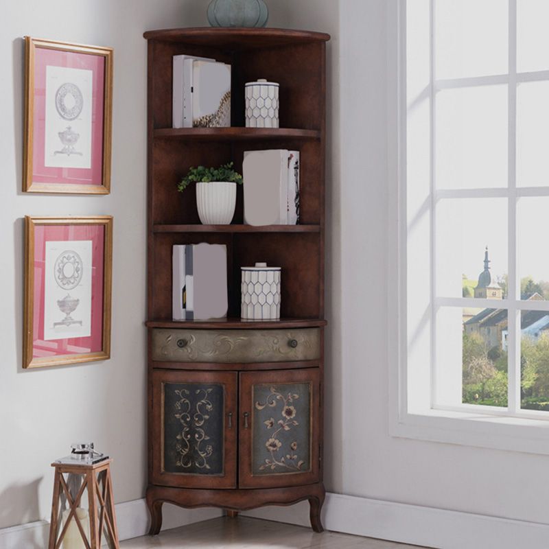Mid-Century Modern Rectangle Accent Cabinet in Solid Wood with Door