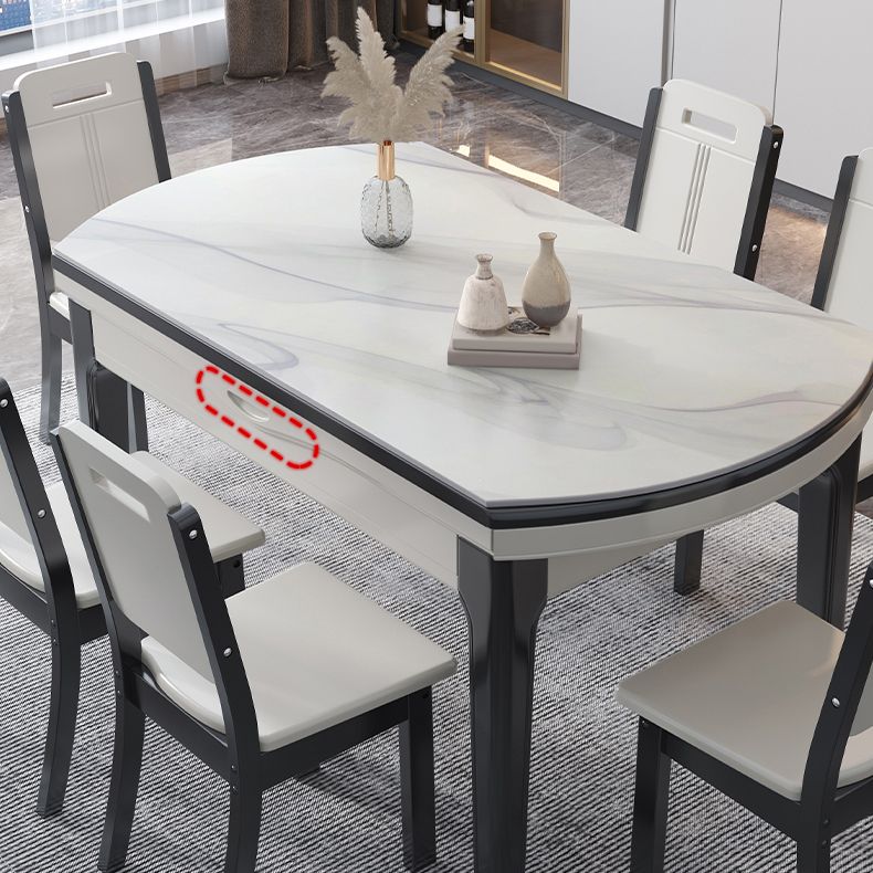 Modern Foldable Dining Set 1/7 Pieces White Dinette Set with Wooden Chairs