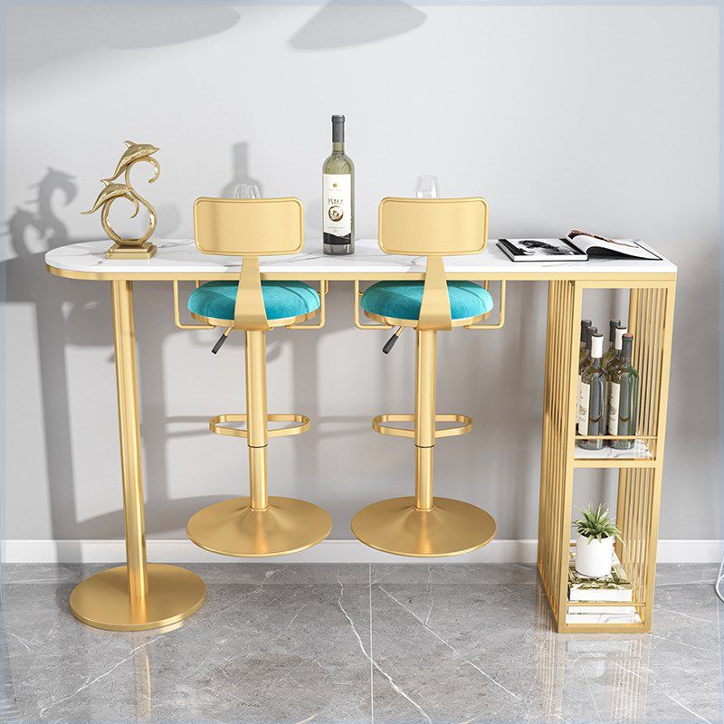 Glam Liftable Backrest Counter Stool Iron Cafe Bar Stool with Velvet Cushion and Pedal