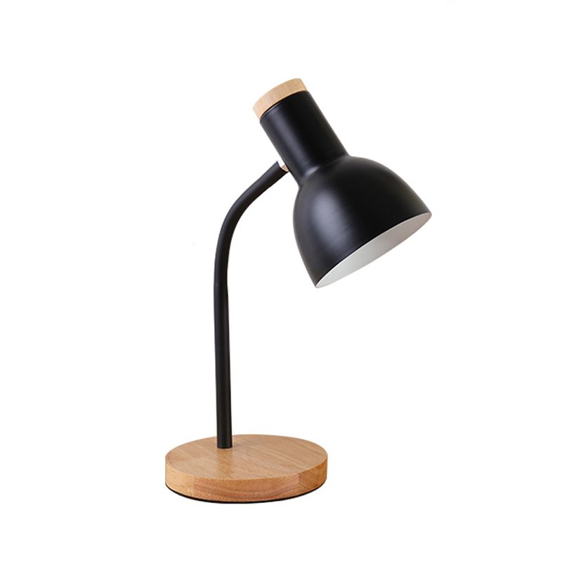 Modern Style Dome Table Light 1 Head Metallic Standing Table Lamp in Mystic Black/White for Study Room