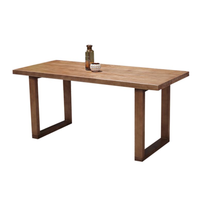 Rectangle Double Base Dining Table Industrial Wood Table for Kitchen