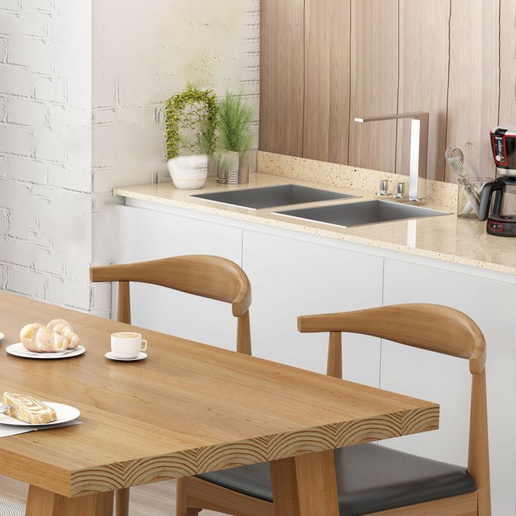 Wooden Dining Room Set Standard Height with Double Pedestal Base Table Set (bench not included)