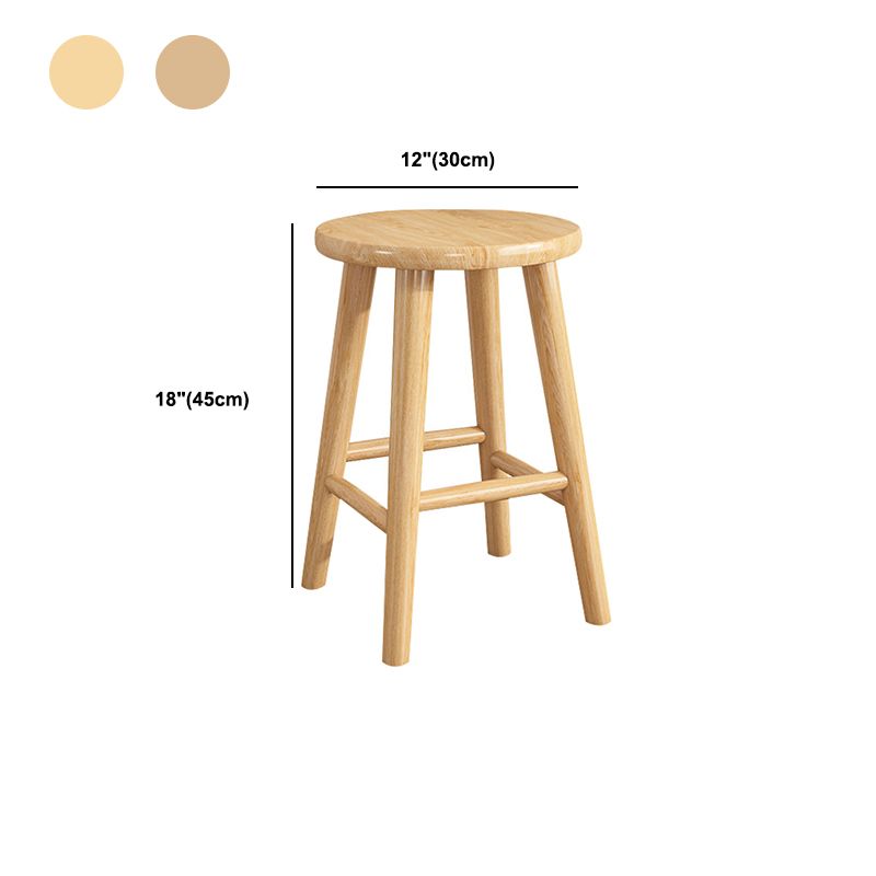 Contemporary Backless Rubberwood Stool Natural Footrest Barstool