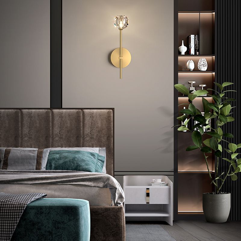 Geometric Shade Multi-Lights Wall Sconce Modern Style Crystal Wall Mount Light Fixture in Gold