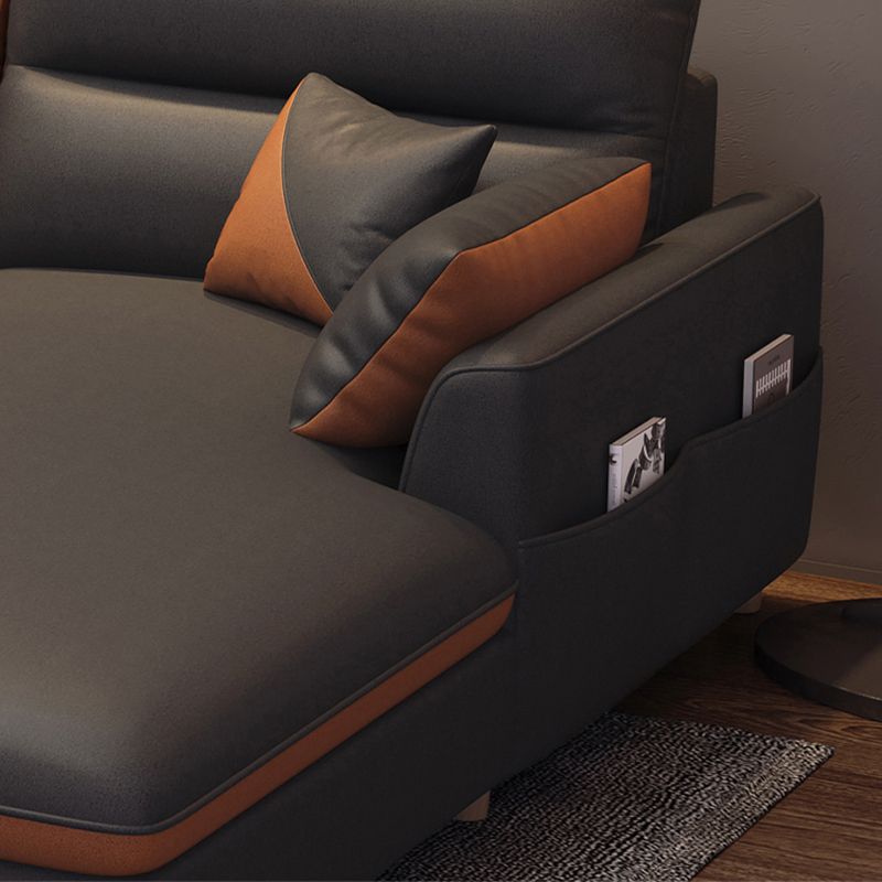 Faux Leather Sectional Sofa with Storage 35.43" High Sofa with Cushion Back