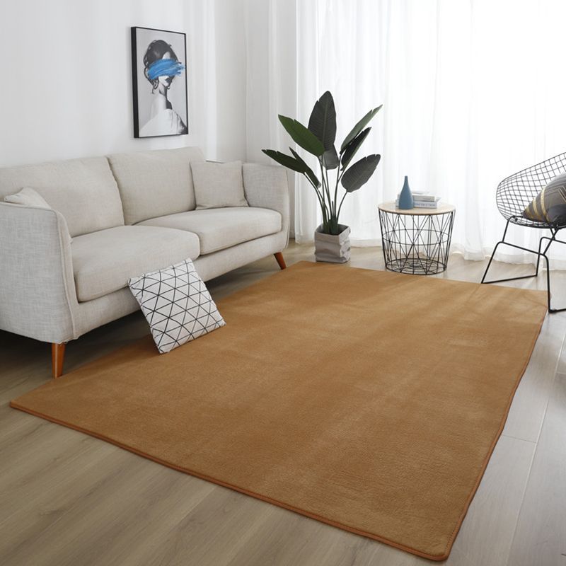 Simple Living Room Rug Multi-Color Solid Color Carpet Cotton Anti-Slip Backing Easy Care Indoor Rug