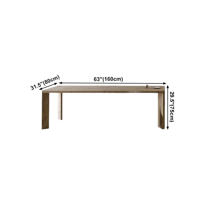Mesa rectangular contemporánea de madera maciza, mesa de comedor con tapa de madera y 4 patas