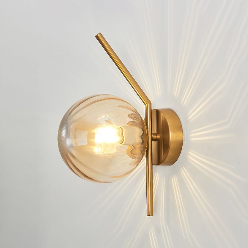Simple 1-Light Wall Lighting Fixture Glass Spherical Wall Light for Hallway
