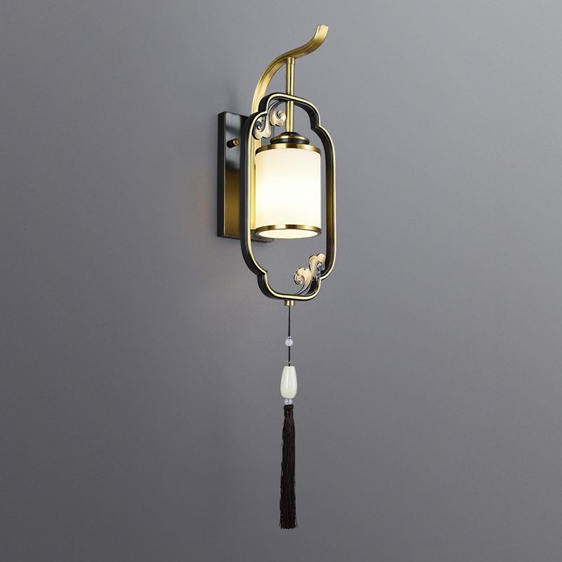 Contemporary Cylinder Wall Mounted Light Glass 1-Light Wall Lamps for Living Room