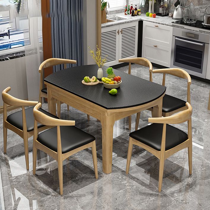 Contemporary Kitchen Dinner Table Wood Dining Table with Leaf Extension