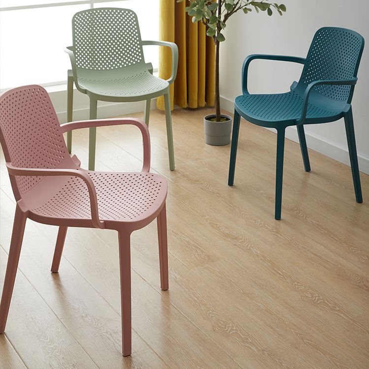 Scandinavian Plastic Dining Arm Chair Solid Back Kitchen Dining Armchair