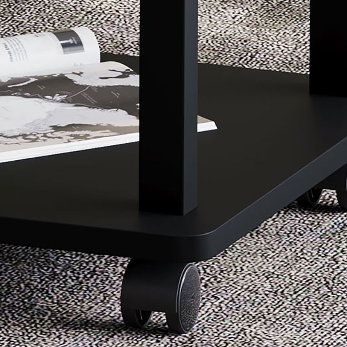 Modern 4 Legs Rectangular Coffee Table with Casters Cocktail Table in Black/White
