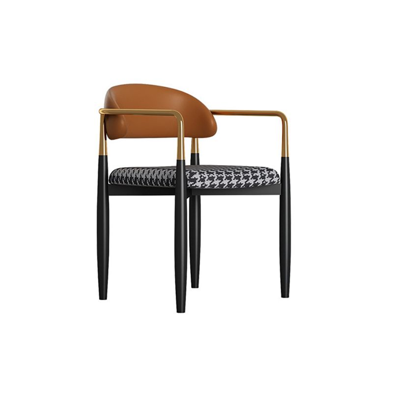 Modern Kitchen Dining Side Chair Metal Open Back Dining Arm Chair
