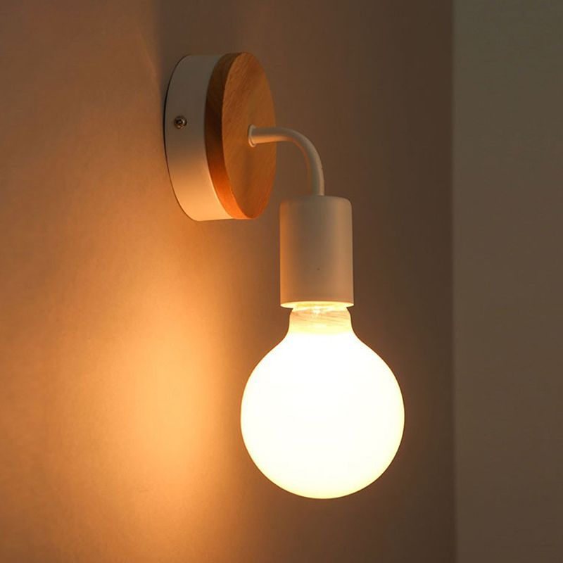 Contemporary Wood Wall Sconce Metal Linear Shape Wall Light for Bedroom