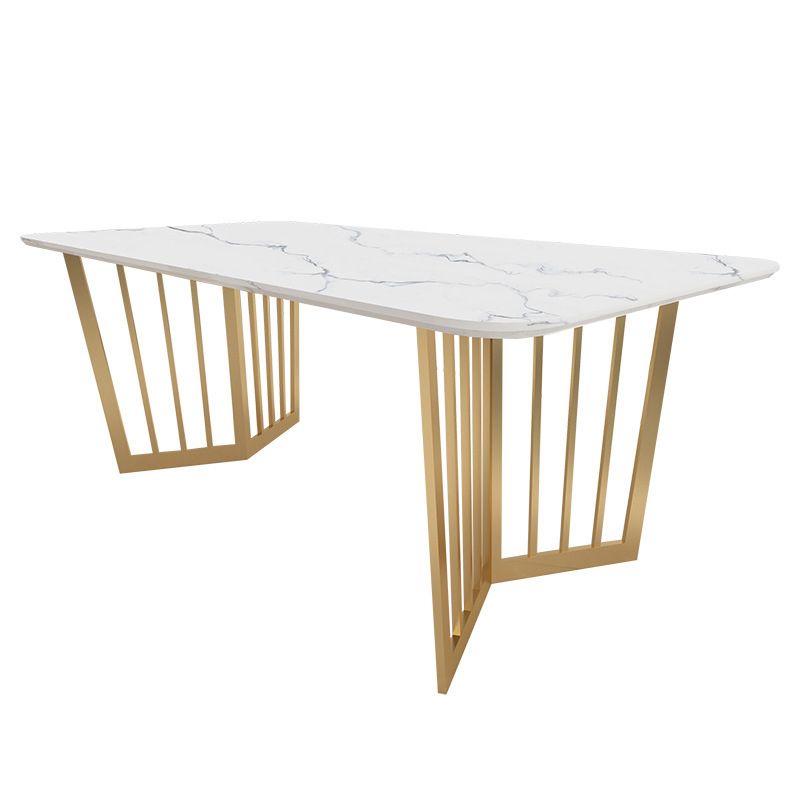 Glam Faux Marble Table Rectangle Table with Metal Legs for Home Use