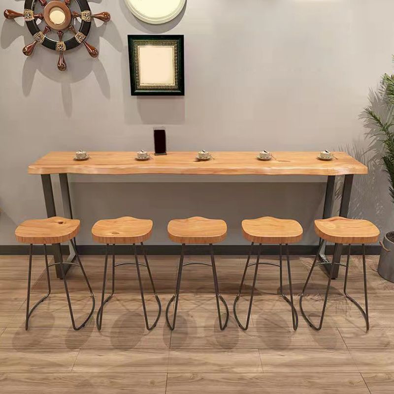 Modern Style Wood Bar Table Brown Rectangle Bar Table for Kitchen