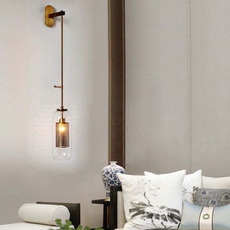 Cylindrical Flush Mount Wall Sconce Modern 1-Light Wall Sconce Lights with Clear Glass Shade