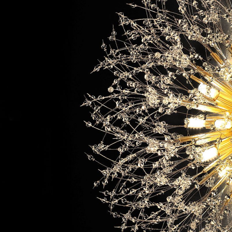 Diente de león Luz de montaje semi empotrada Decoración de cristal lujosa moderna Montaje empotrado en el techo para dormitorio